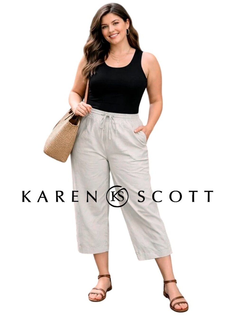 KAREN SCOTT ~ NWT Comfort Waist Pull On Capri ~ Plus Size 2X “Stonewall”